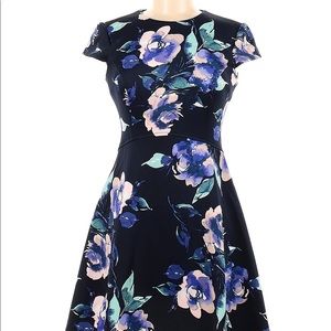 NWT Vince Camuto mid length short sleeved blue floral dress size 14